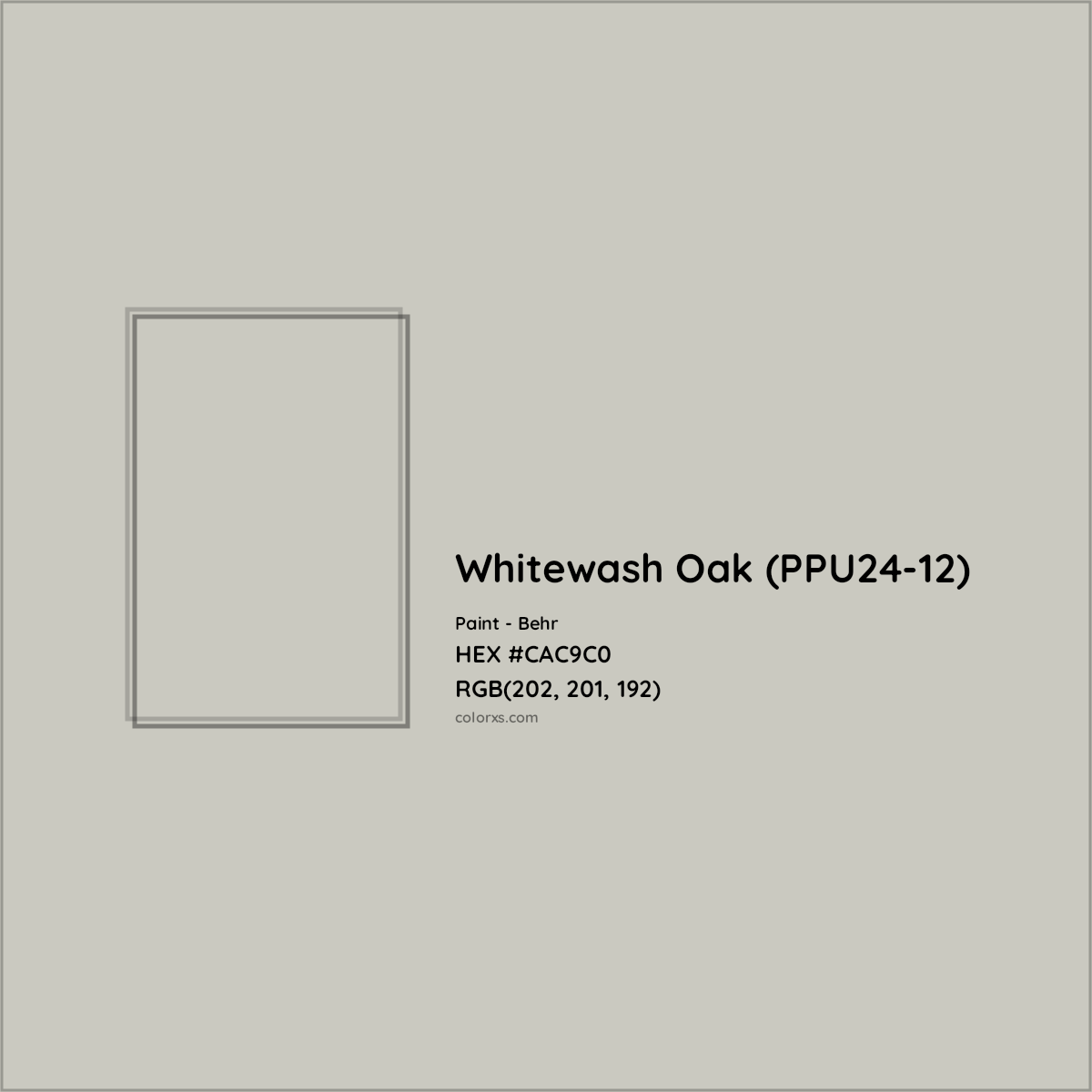 HEX #CAC9C0 Whitewash Oak (PPU24-12) Paint Behr - Color Code