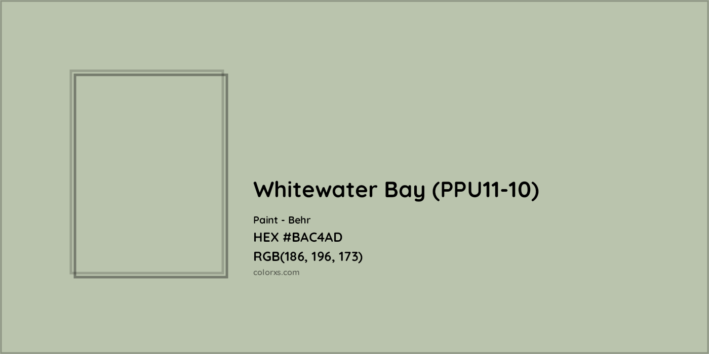 HEX #BAC4AD Whitewater Bay (PPU11-10) Paint Behr - Color Code
