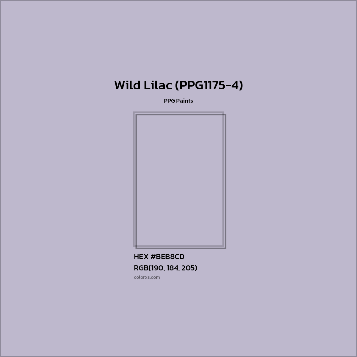 HEX #BEB8CD Wild Lilac (PPG1175-4) Paint PPG Paints - Color Code