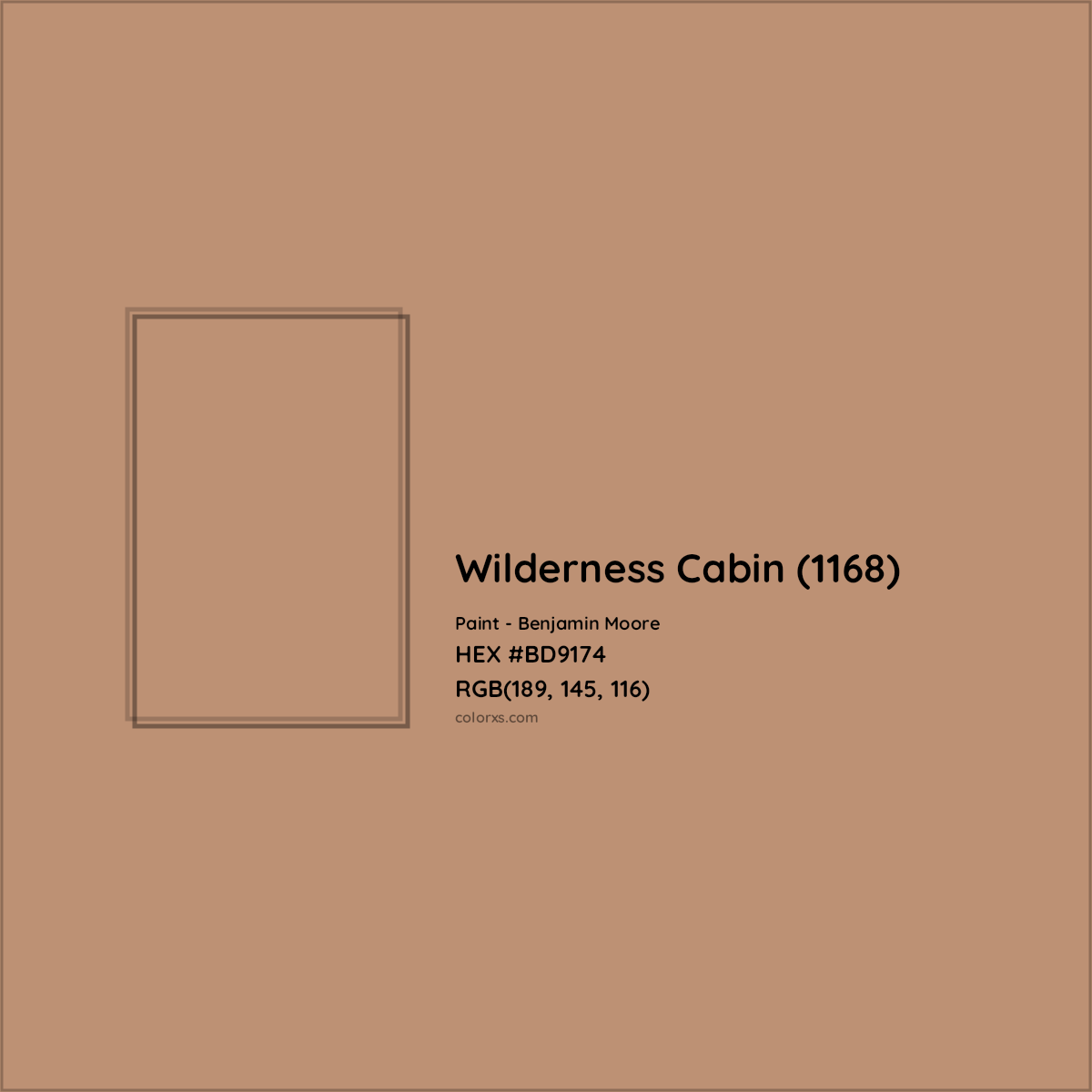 HEX #BD9174 Wilderness Cabin (1168) Paint Benjamin Moore - Color Code