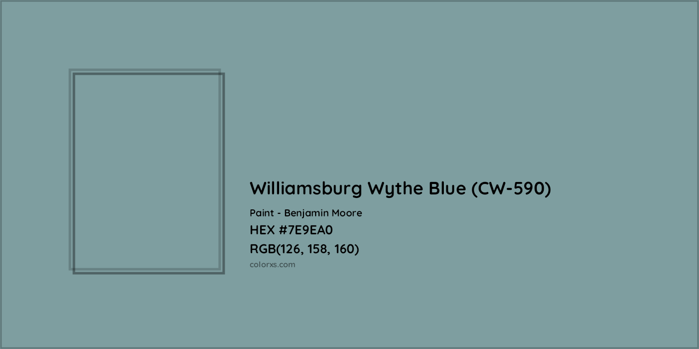 HEX #7E9EA0 Williamsburg Wythe Blue (CW-590) Paint Benjamin Moore - Color Code