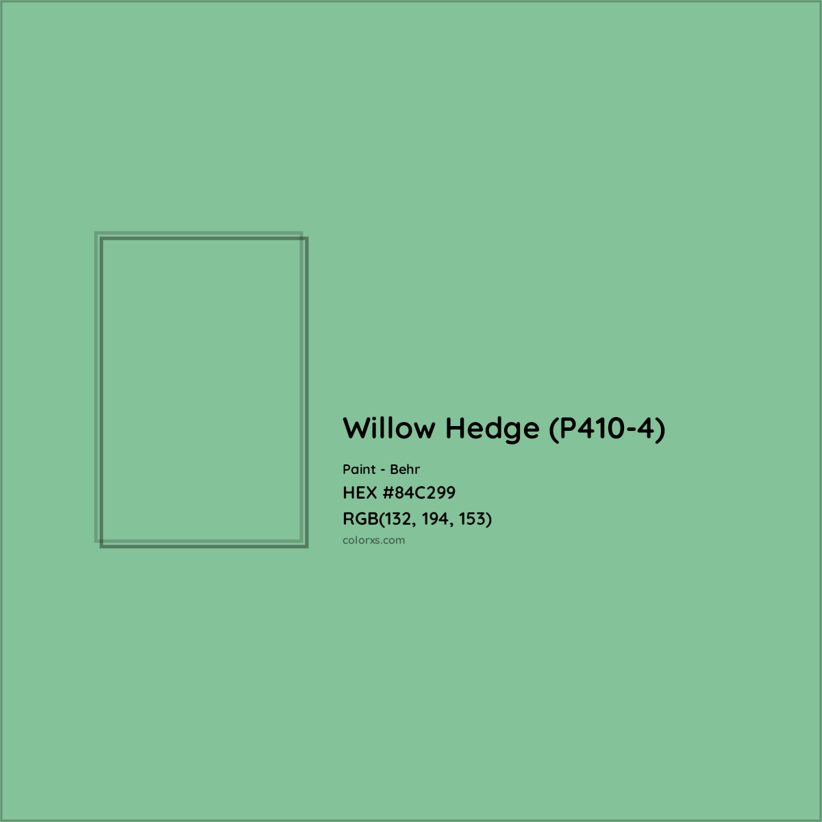 HEX #84C299 Willow Hedge (P410-4) Paint Behr - Color Code