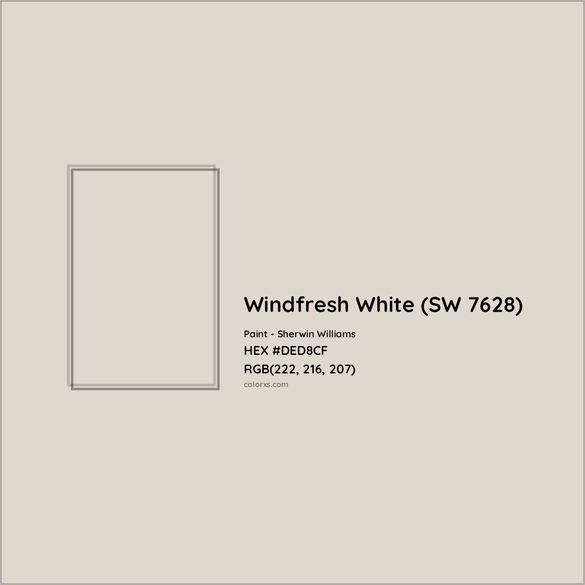 HEX #DED8CF Windfresh White (SW 7628) Paint Sherwin Williams - Color Code