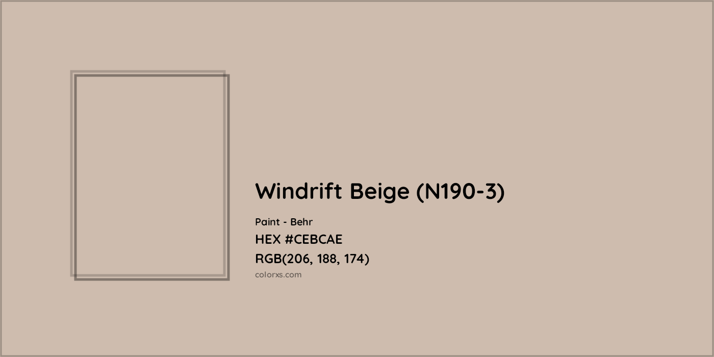 HEX #CEBCAE Windrift Beige (N190-3) Paint Behr - Color Code