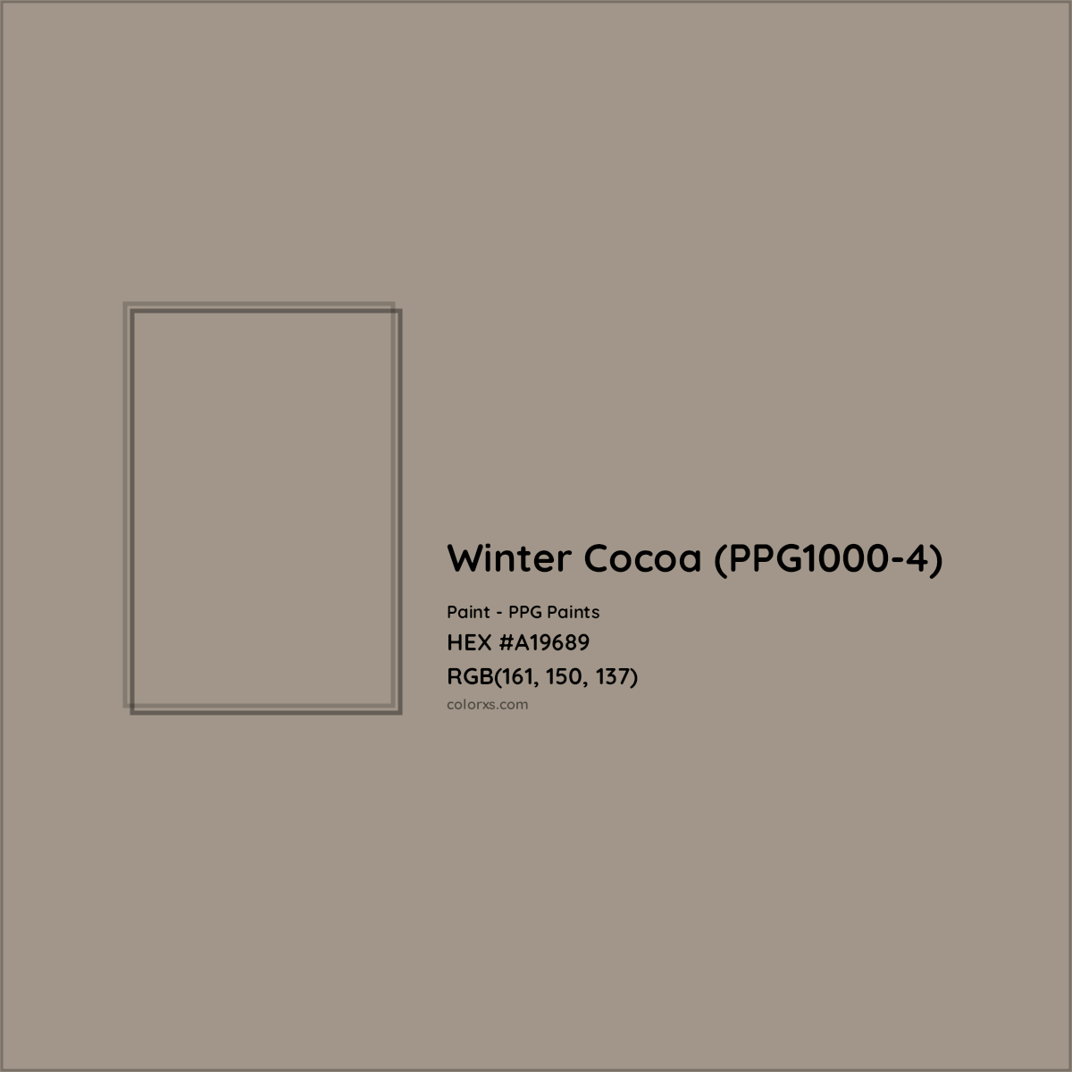 HEX #A19689 Winter Cocoa (PPG1000-4) Paint PPG Paints - Color Code