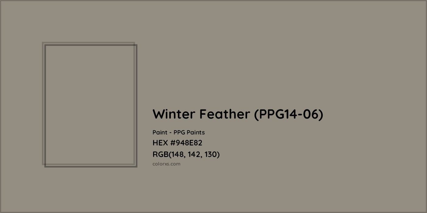 HEX #948E82 Winter Feather (PPG14-06) Paint PPG Paints - Color Code