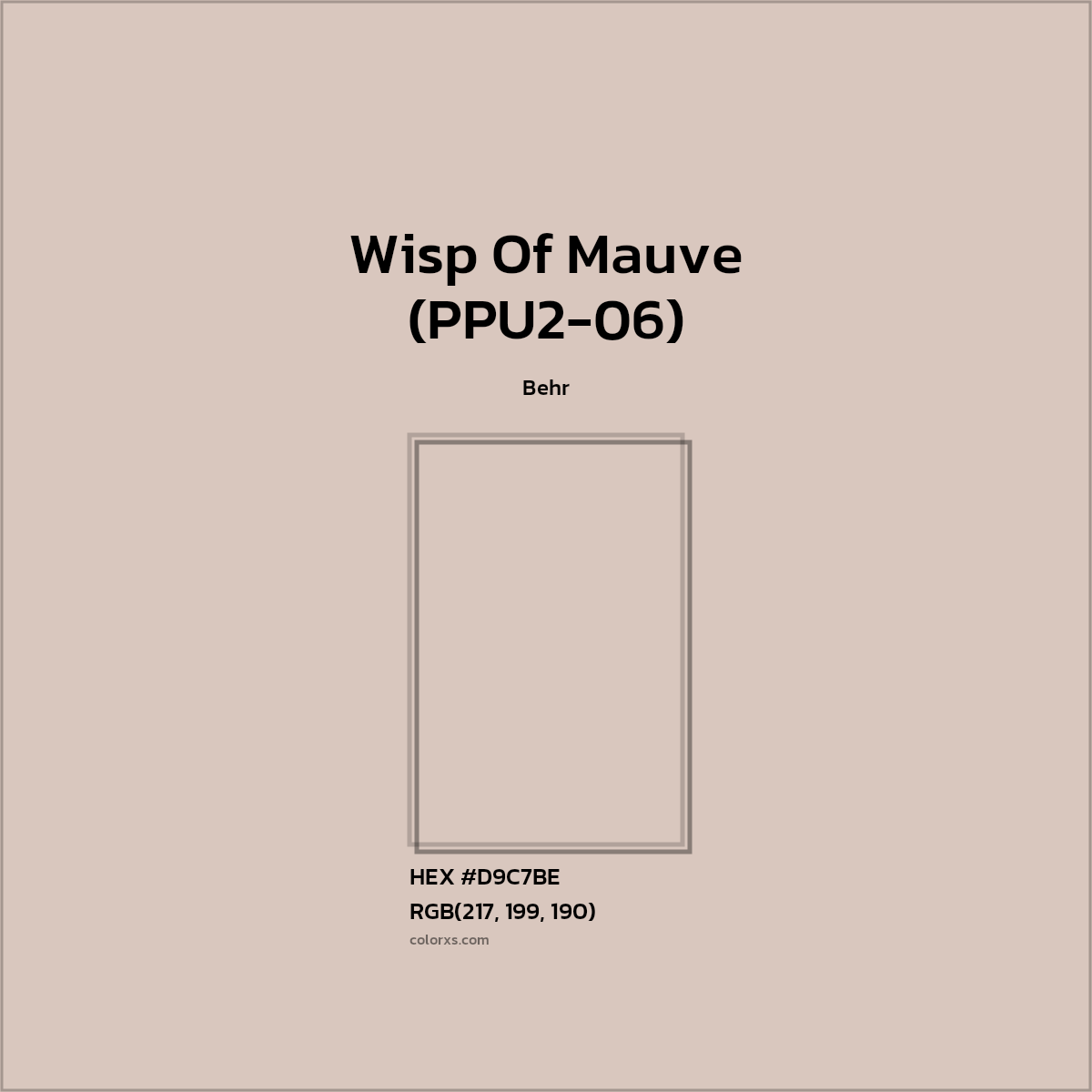 HEX #D9C7BE Wisp Of Mauve (PPU2-06) Paint Behr - Color Code