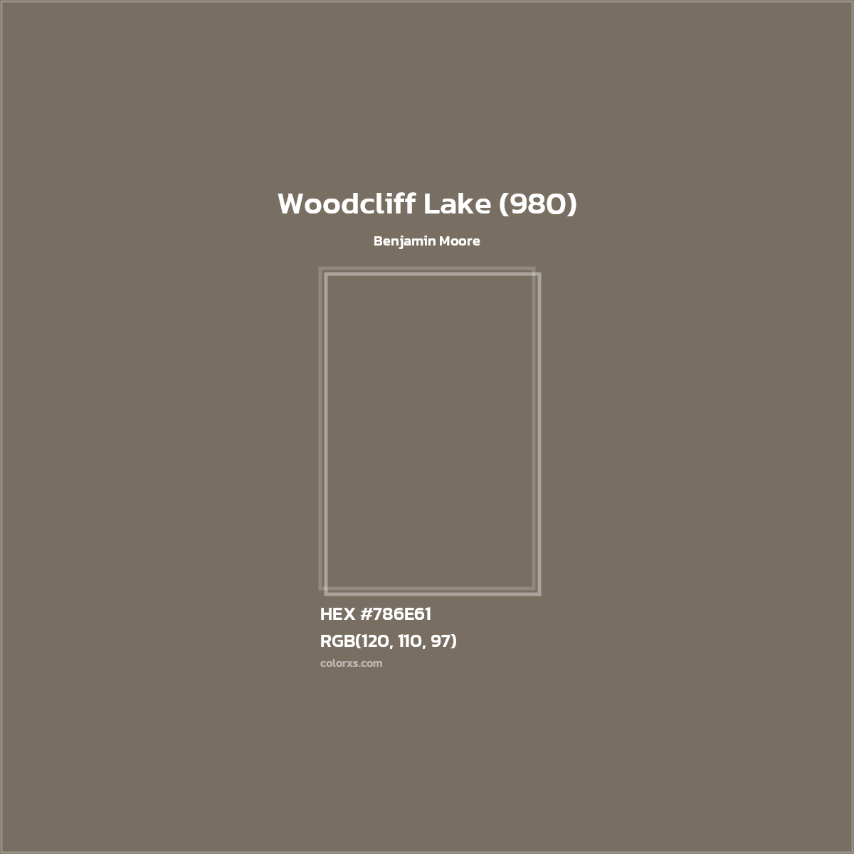 HEX #786E61 Woodcliff Lake (980) Paint Benjamin Moore - Color Code