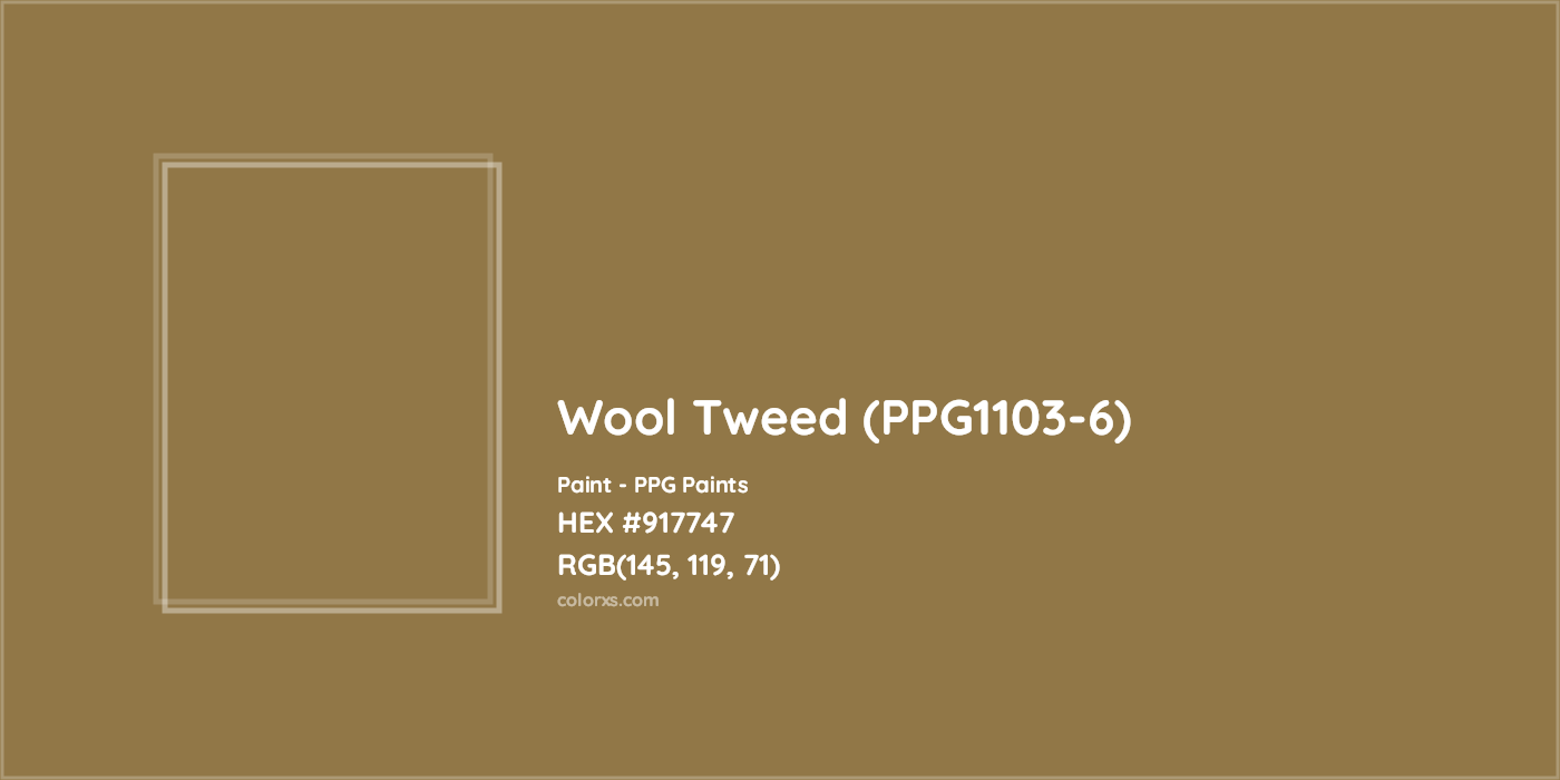 HEX #917747 Wool Tweed (PPG1103-6) Paint PPG Paints - Color Code