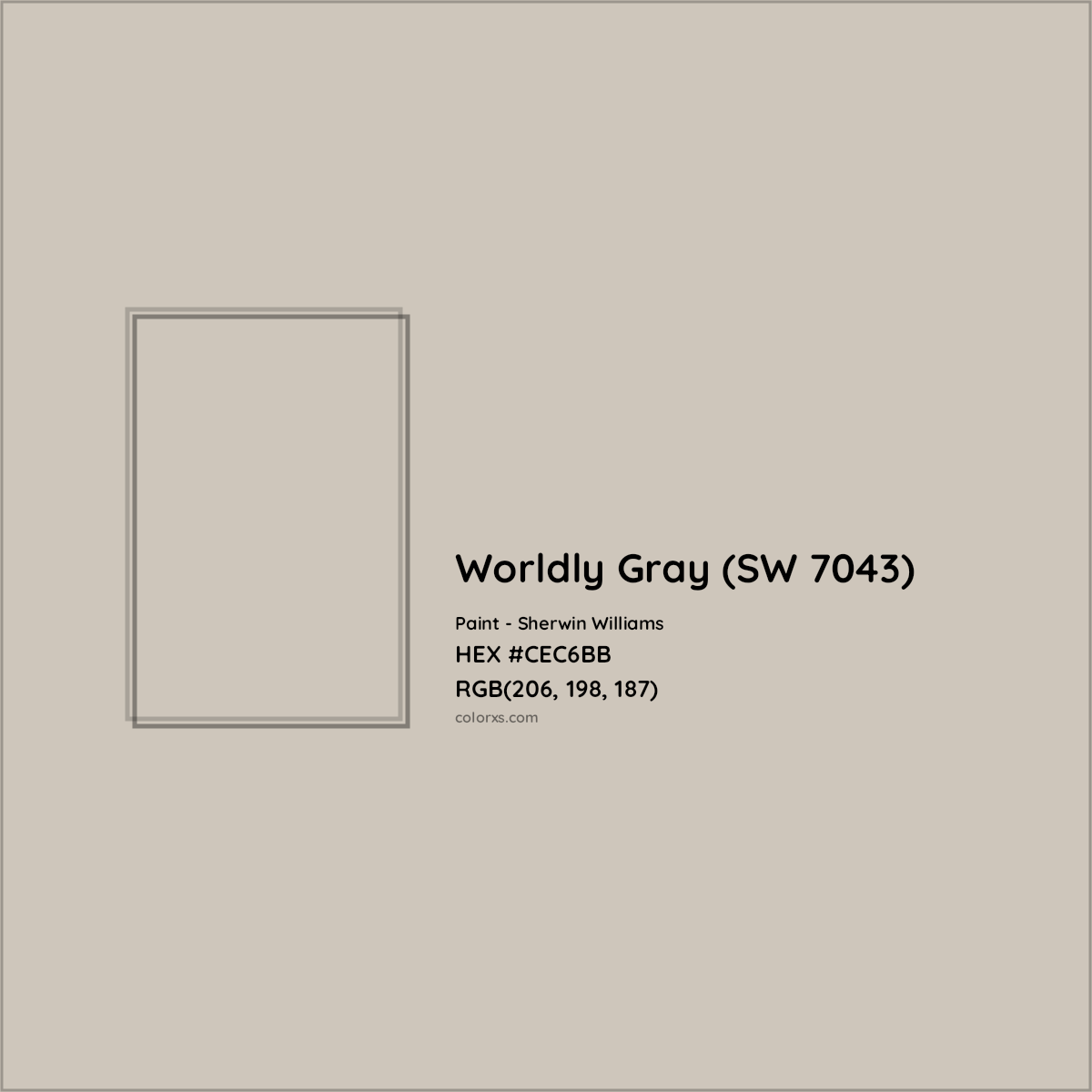 HEX #CEC6BB Worldly Gray (SW 7043) Paint Sherwin Williams - Color Code