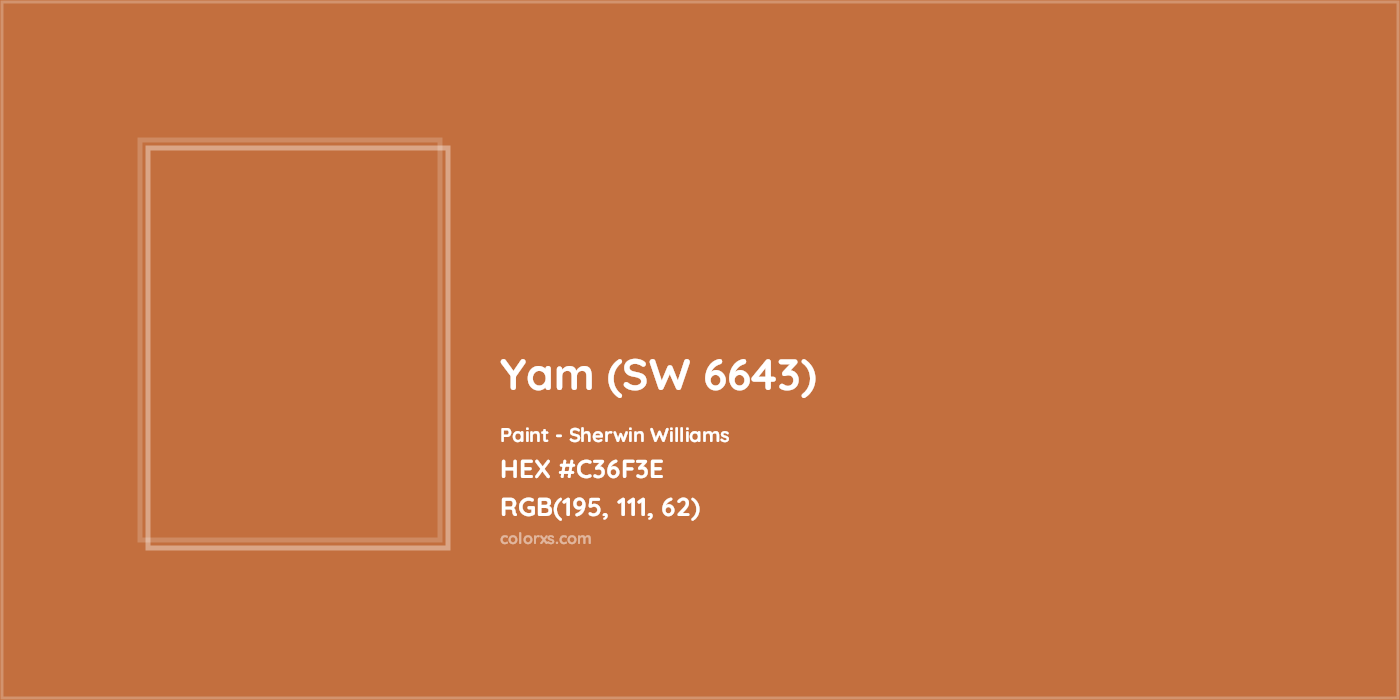 HEX #C36F3E Yam (SW 6643) Paint Sherwin Williams - Color Code