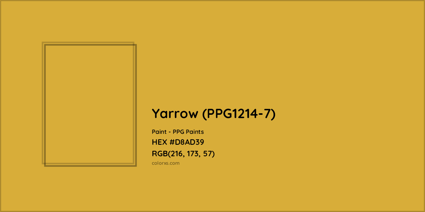 HEX #D8AD39 Yarrow (PPG1214-7) Paint PPG Paints - Color Code