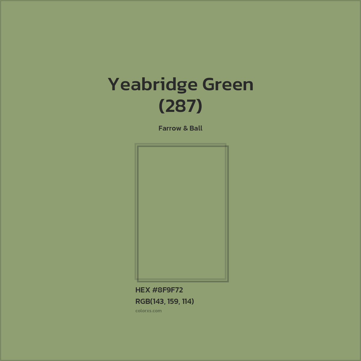 HEX #8F9F72 Yeabridge Green (287) Paint Farrow & Ball - Color Code