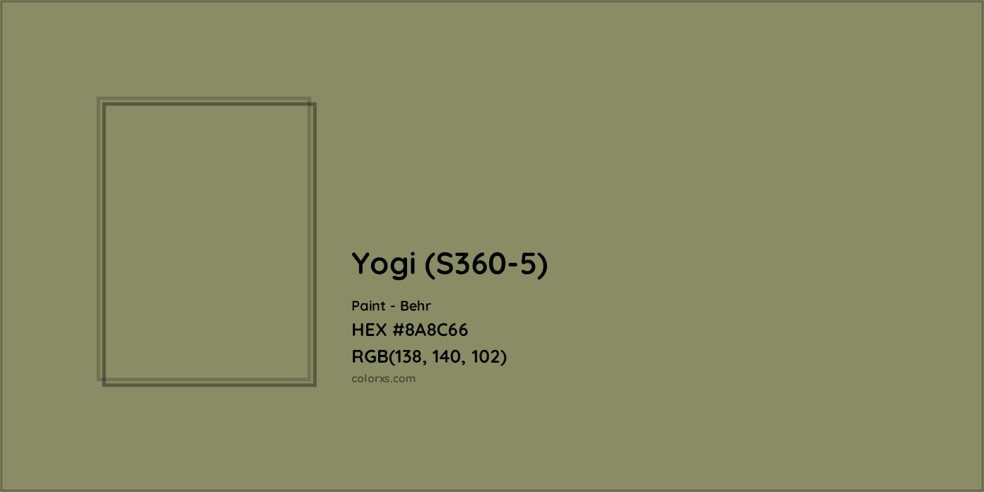 HEX #8A8C66 Yogi (S360-5) Paint Behr - Color Code
