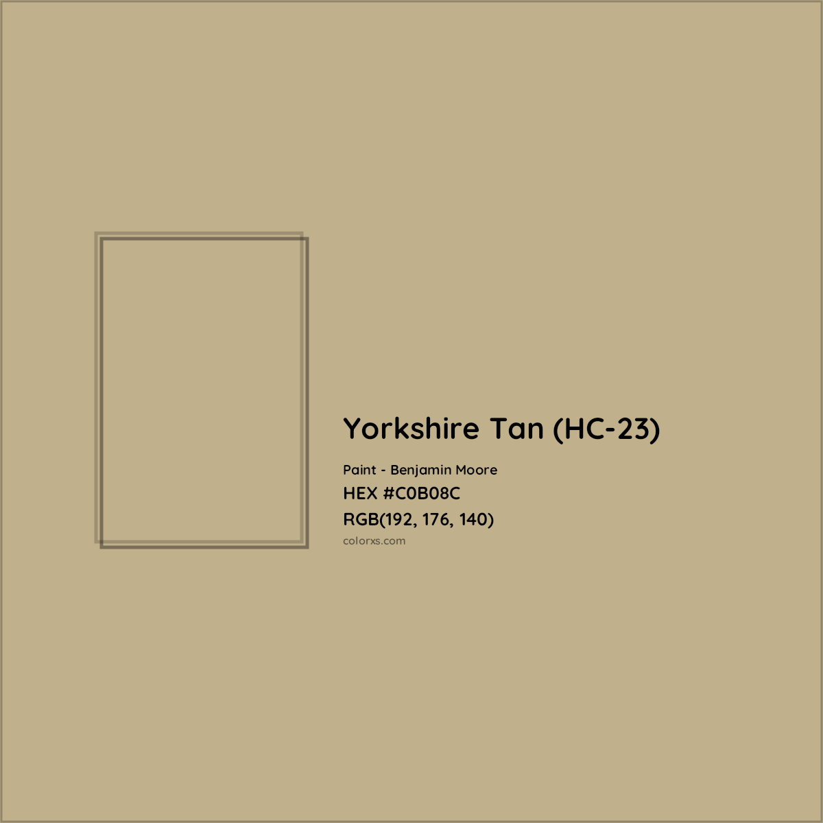 HEX #C0B08C Yorkshire Tan (HC-23) Paint Benjamin Moore - Color Code