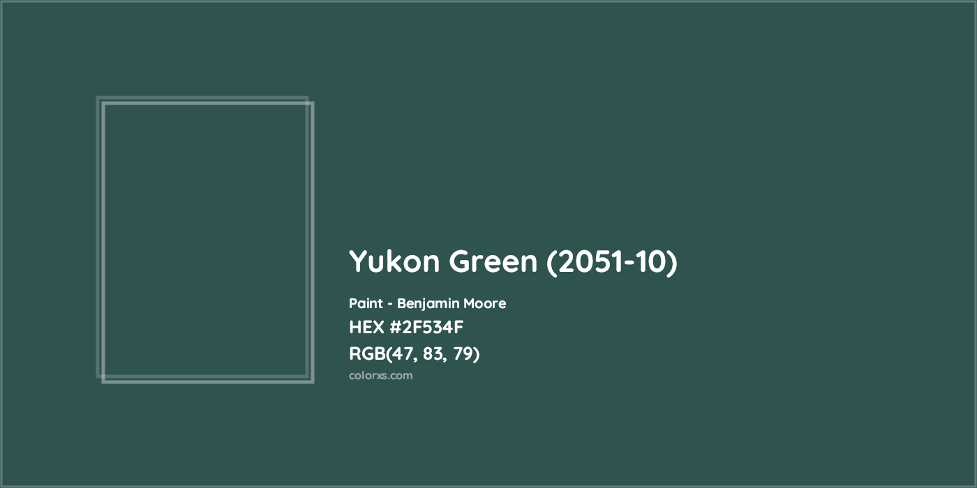 HEX #2F534F Yukon Green (2051-10) Paint Benjamin Moore - Color Code