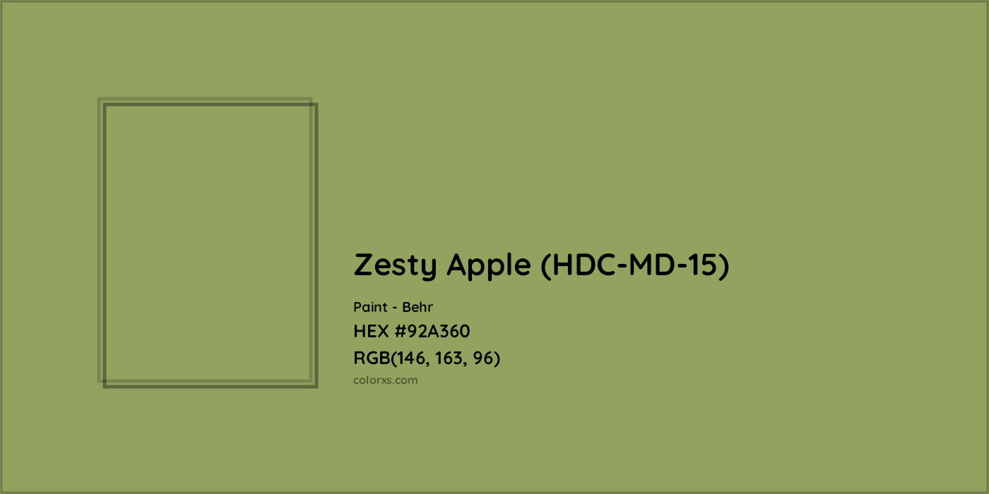 HEX #92A360 Zesty Apple (HDC-MD-15) Paint Behr - Color Code