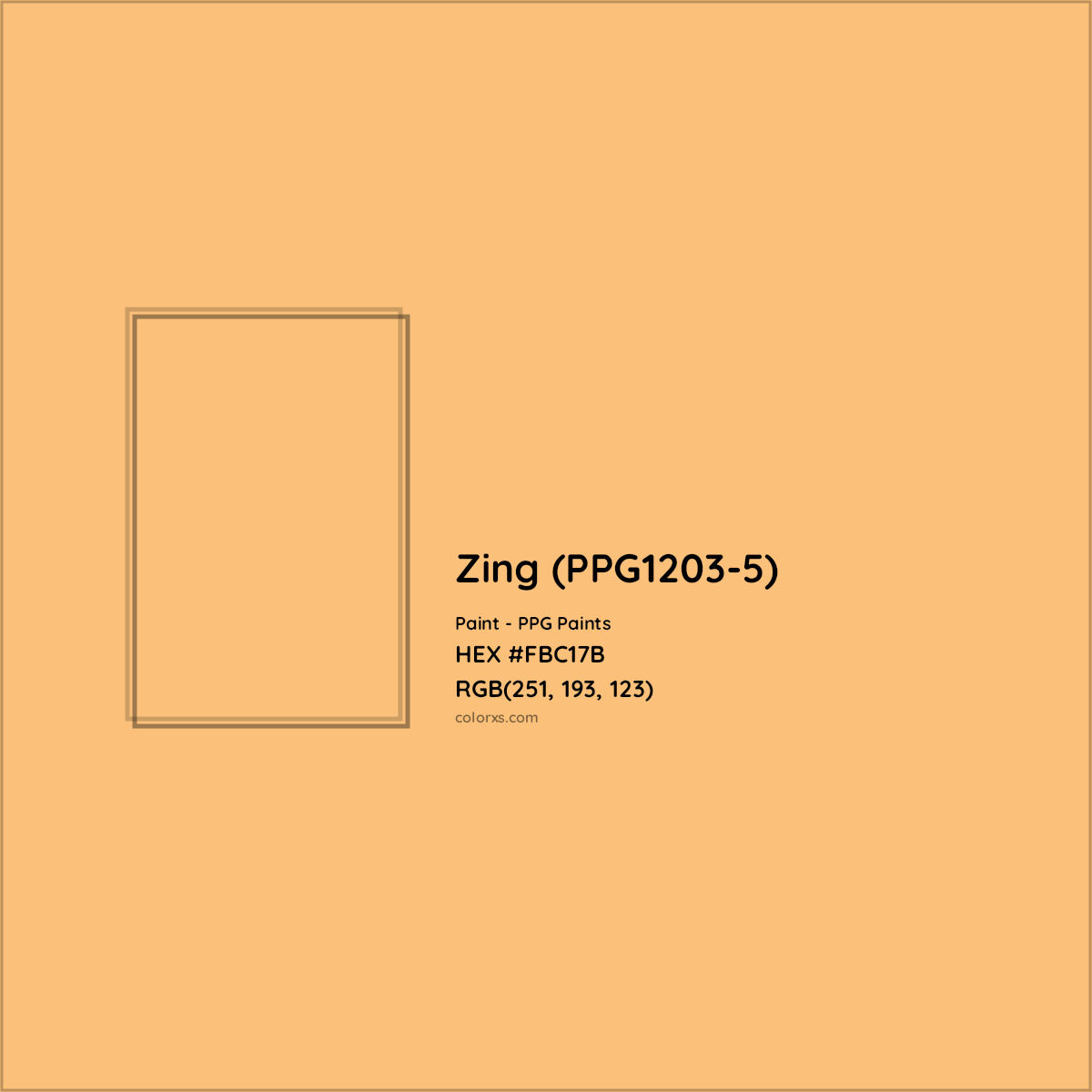 HEX #FBC17B Zing (PPG1203-5) Paint PPG Paints - Color Code