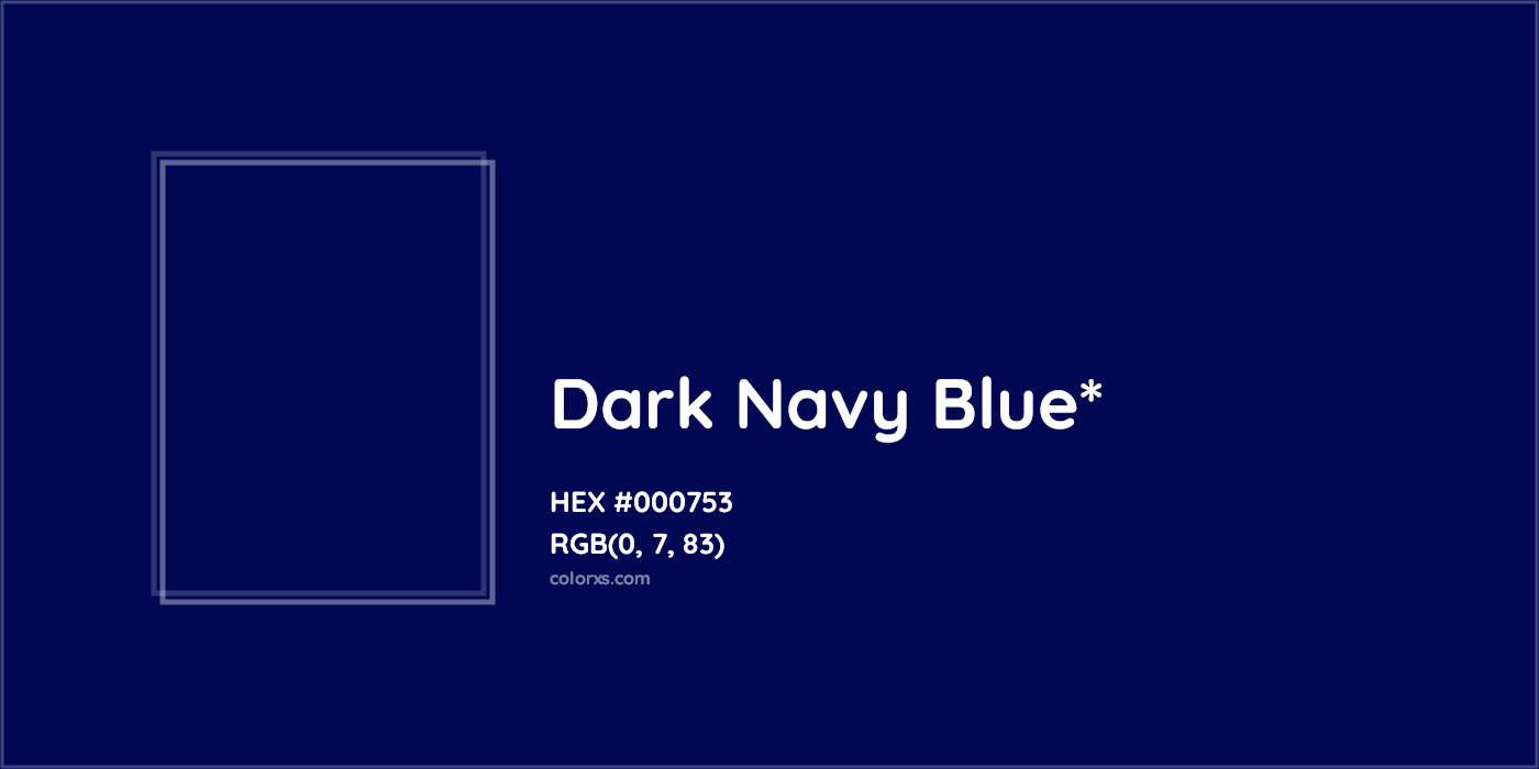 HEX #000753 Color Name, Color Code, Palettes, Similar Paints, Images