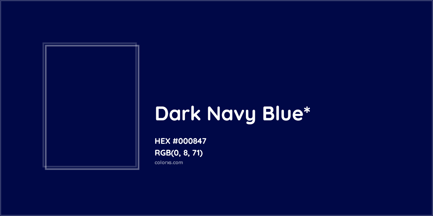 HEX #000847 Color Name, Color Code, Palettes, Similar Paints, Images