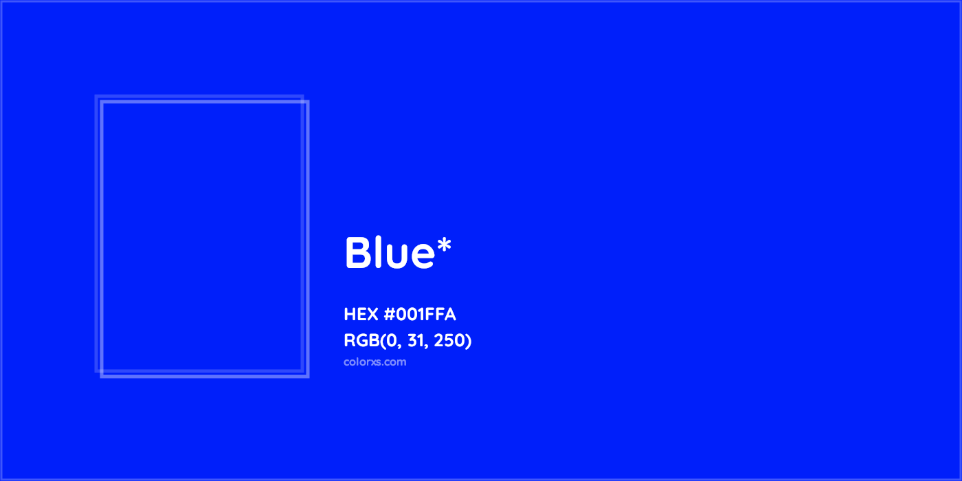 HEX #001FFA Color Name, Color Code, Palettes, Similar Paints, Images