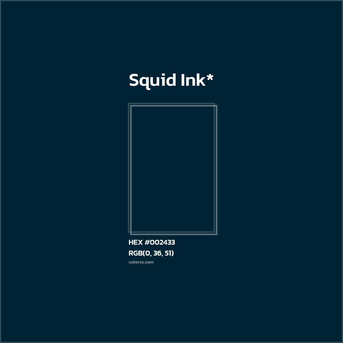 HEX #002433 Color Name, Color Code, Palettes, Similar Paints, Images