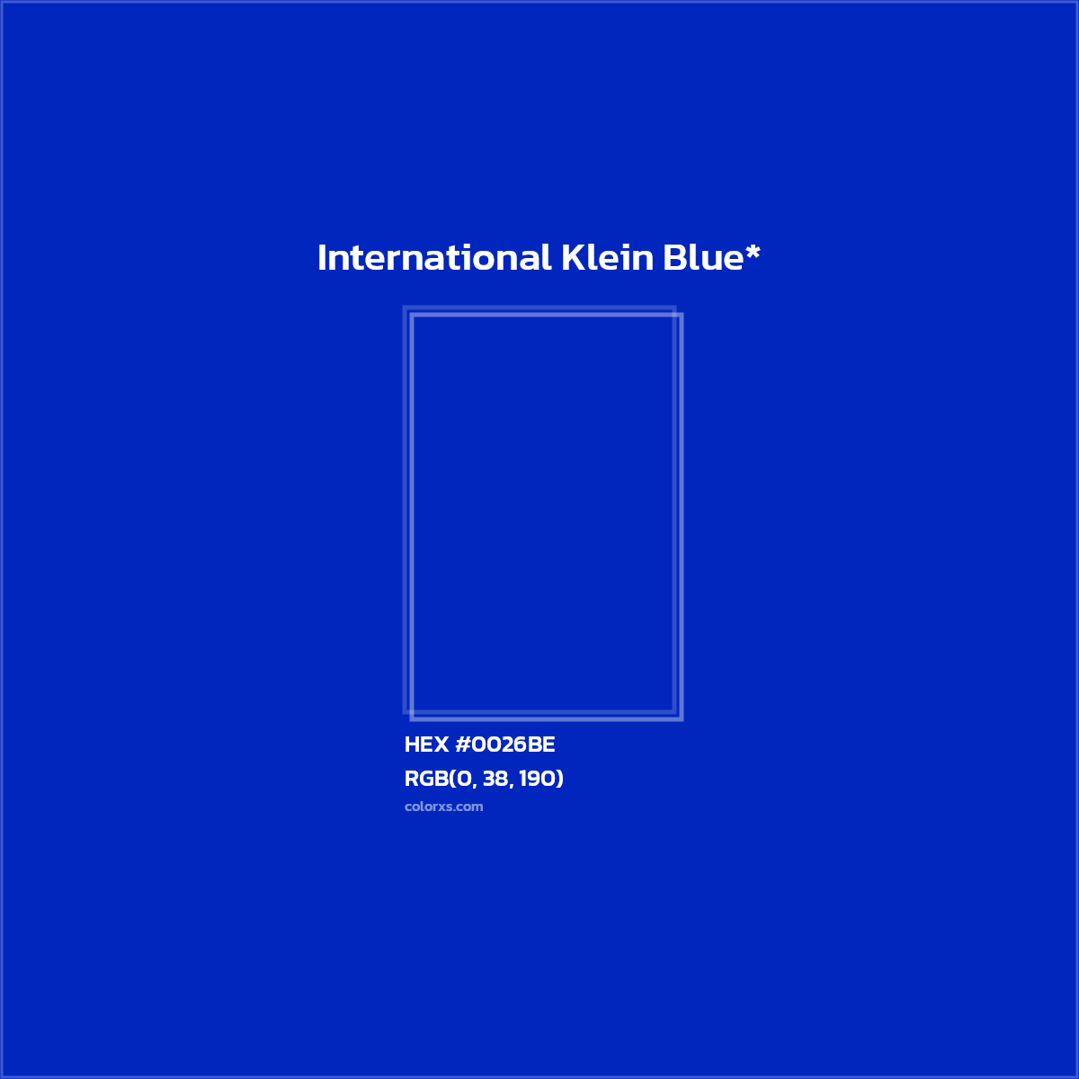 HEX #0026BE Color Name, Color Code, Palettes, Similar Paints, Images