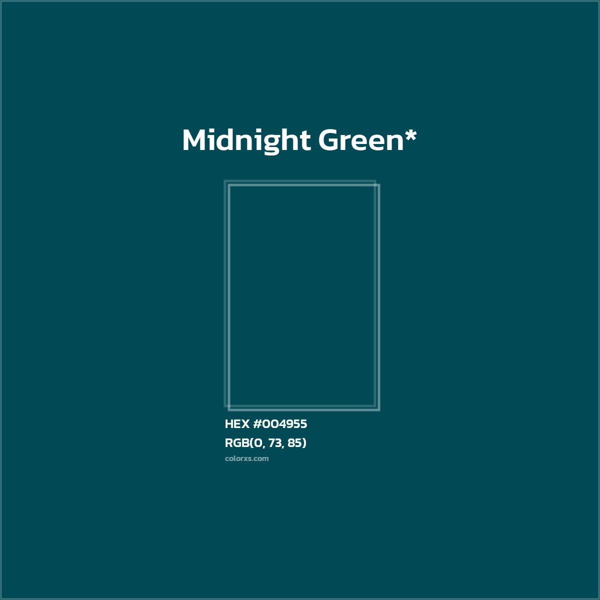 HEX #004955 Color Name, Color Code, Palettes, Similar Paints, Images