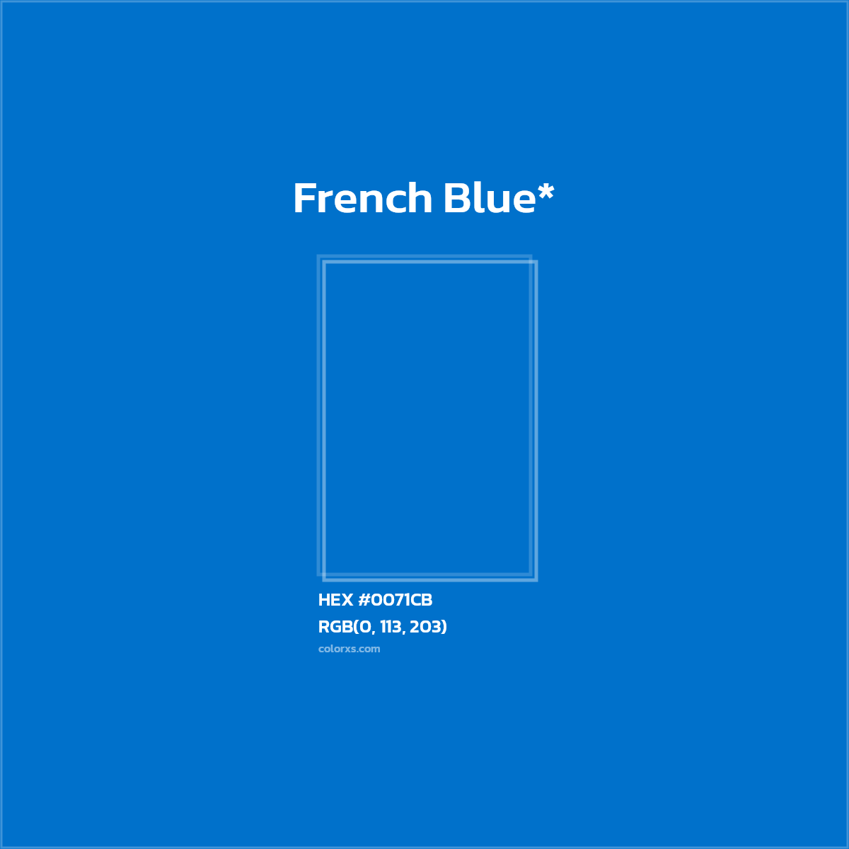 HEX #0071CB Color Name, Color Code, Palettes, Similar Paints, Images