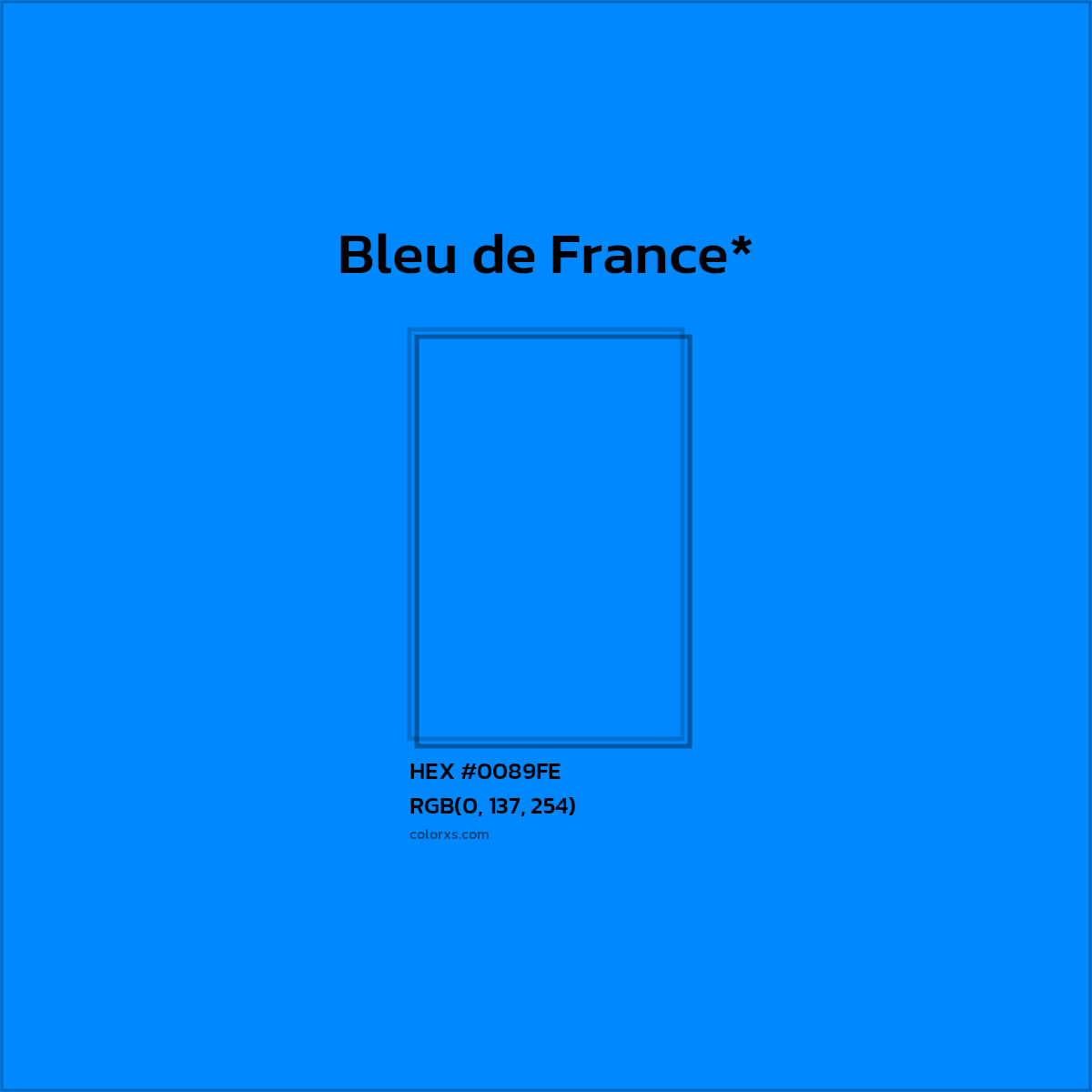 HEX #0089FE Color Name, Color Code, Palettes, Similar Paints, Images