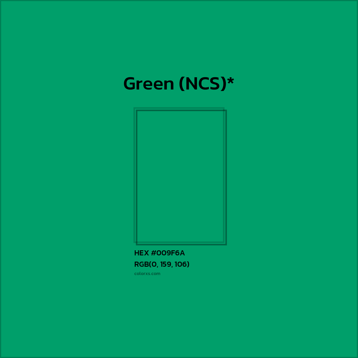 #009F6A hex color. RGB, RYB, CMYK, HSL, HSV codes and color conversions. Matching color names, palettes, paints.