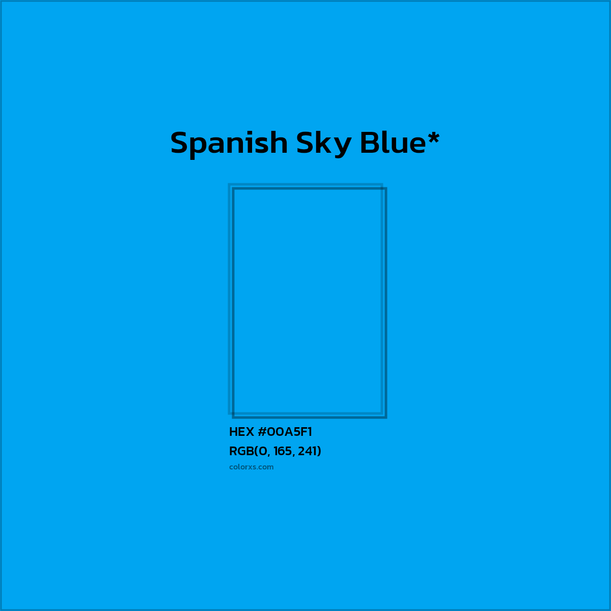 HEX #00A5F1 Color Name, Color Code, Palettes, Similar Paints, Images