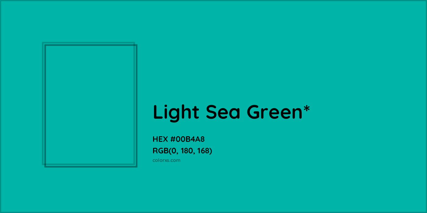 HEX #00B4A8 Color Name, Color Code, Palettes, Similar Paints, Images