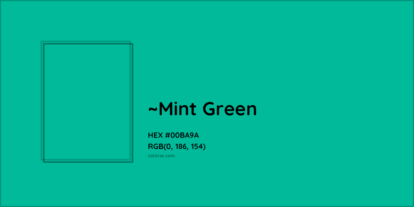 HEX #00BA9A Color Name, Color Code, Palettes, Similar Paints, Images