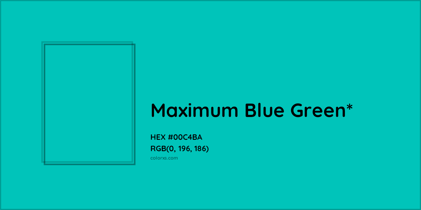 HEX #00C4BA Color Name, Color Code, Palettes, Similar Paints, Images