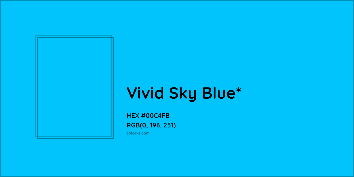 HEX #00C4FB Color Name, Color Code, Palettes, Similar Paints, Images