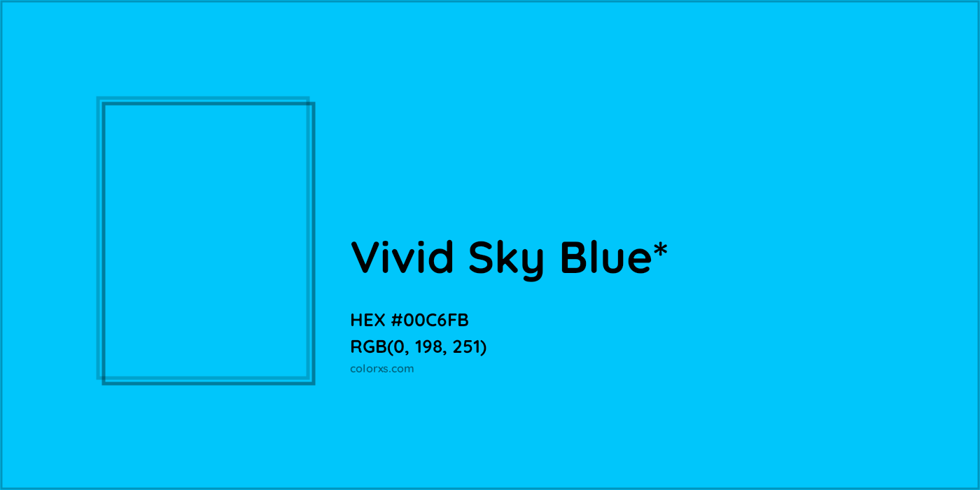 HEX #00C6FB Color Name, Color Code, Palettes, Similar Paints, Images