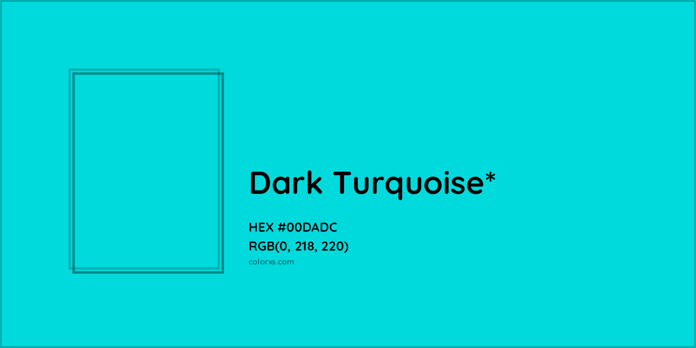 HEX #00DADC Color Name, Color Code, Palettes, Similar Paints, Images