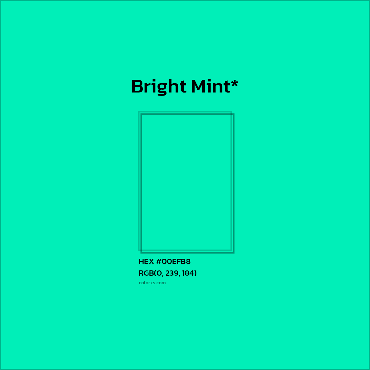 HEX #00EFB8 Color Name, Color Code, Palettes, Similar Paints, Images