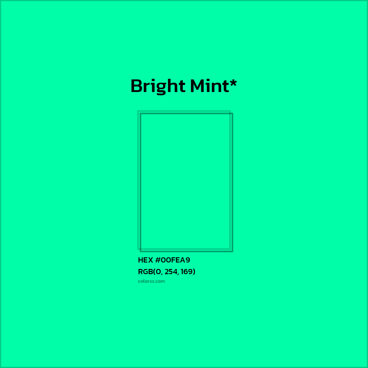 #00FEA9 hex color. RGB, RYB, CMYK, HSL, HSV codes and color conversions. Matching color names, palettes, paints.