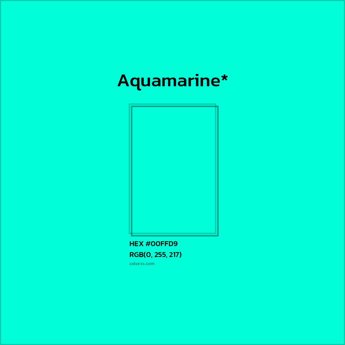 HEX #00FFD9 Color Name, Color Code, Palettes, Similar Paints, Images