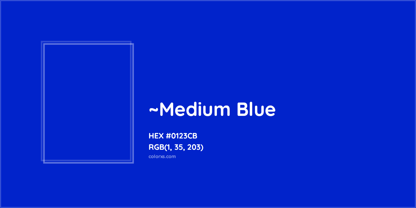 HEX #0123CB Color Name, Color Code, Palettes, Similar Paints, Images
