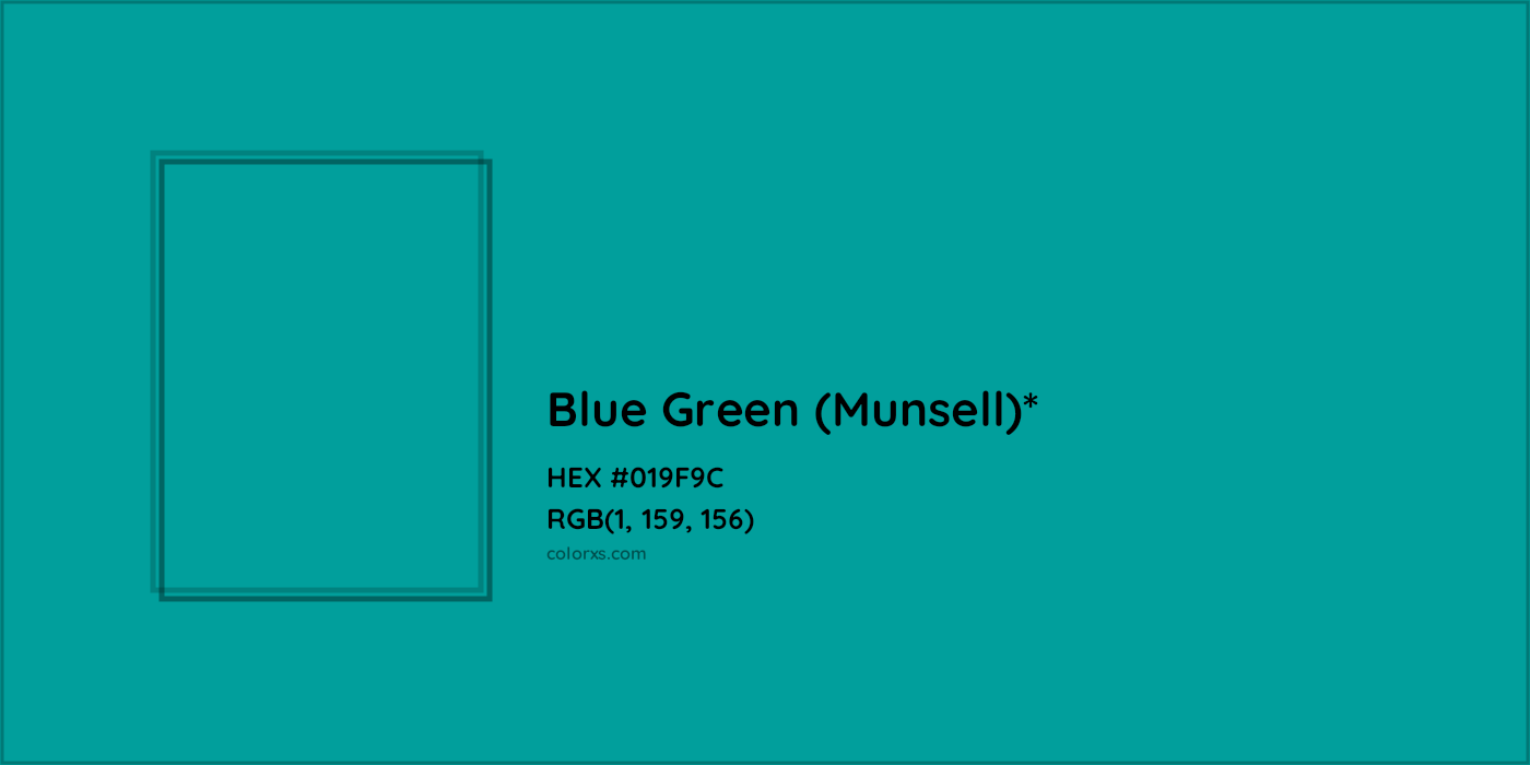 HEX #019F9C Color Name, Color Code, Palettes, Similar Paints, Images