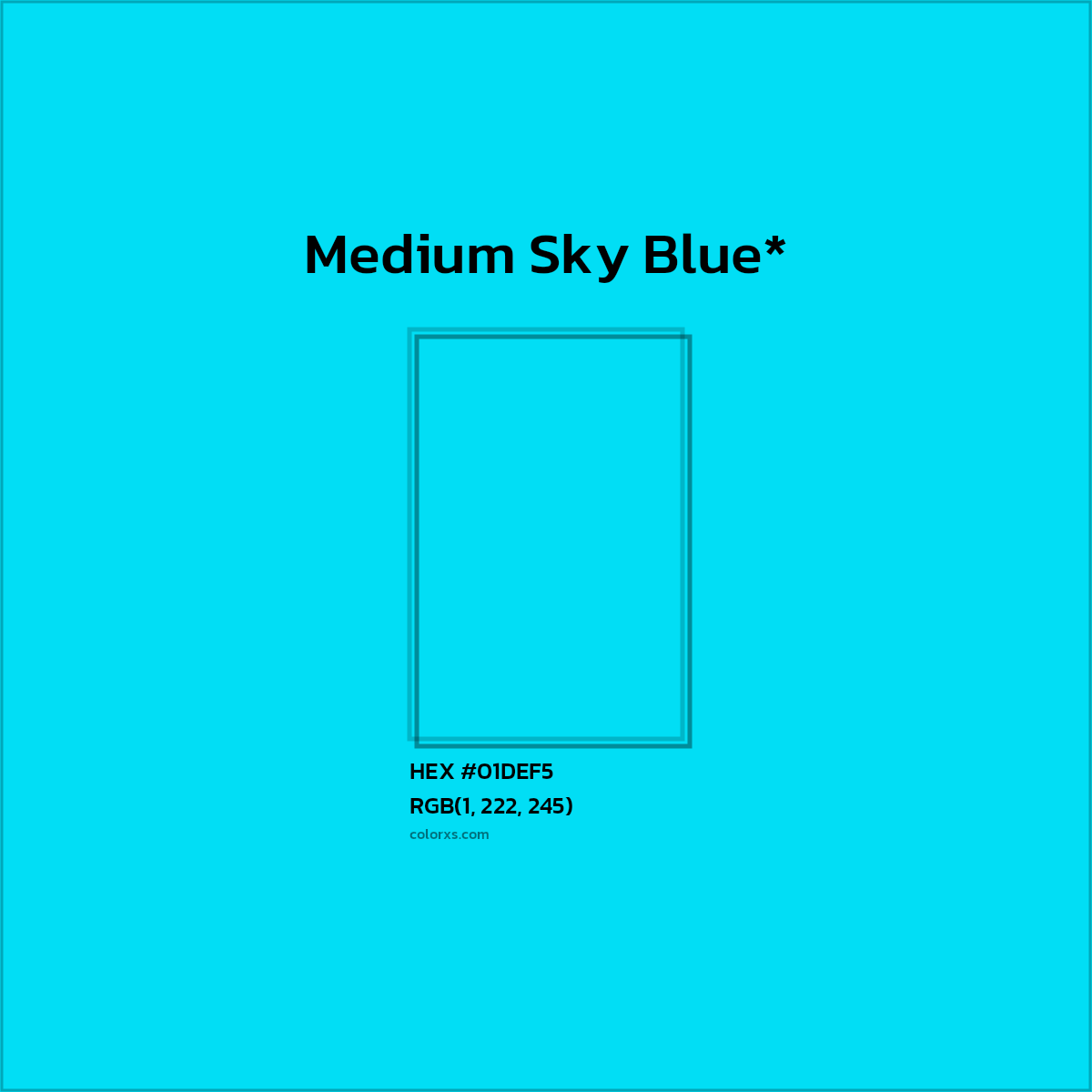 HEX #01DEF5 Color Name, Color Code, Palettes, Similar Paints, Images