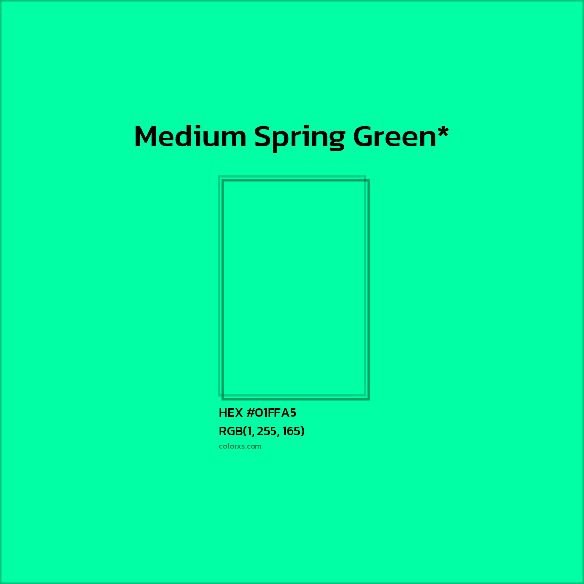 HEX #01FFA5 Color Name, Color Code, Palettes, Similar Paints, Images