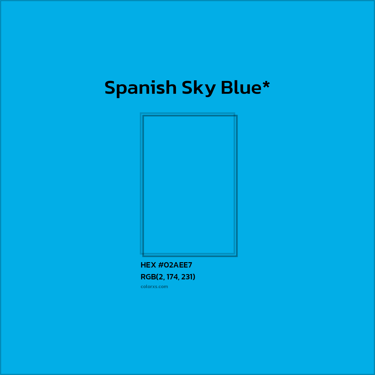 HEX #02AEE7 Color Name, Color Code, Palettes, Similar Paints, Images