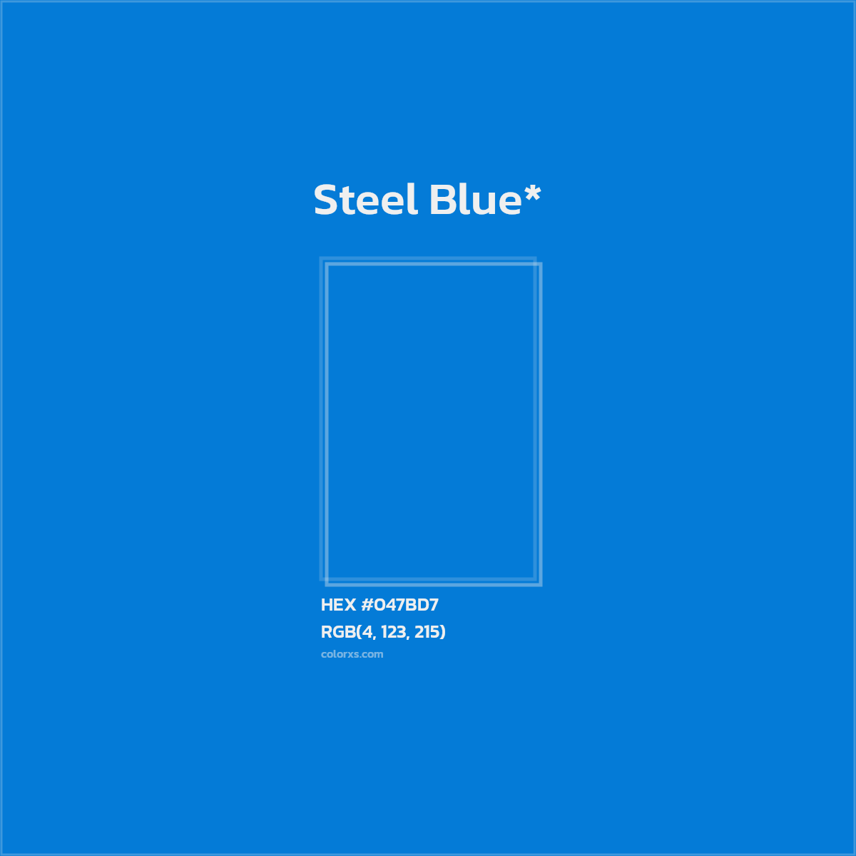 HEX #047BD7 Color Name, Color Code, Palettes, Similar Paints, Images