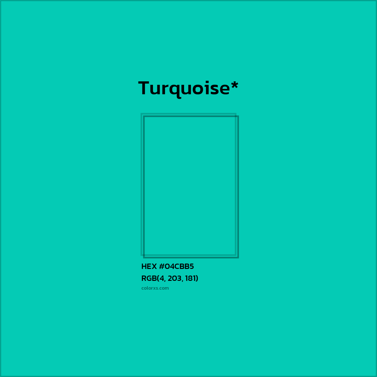 HEX #04CBB5 Color Name, Color Code, Palettes, Similar Paints, Images