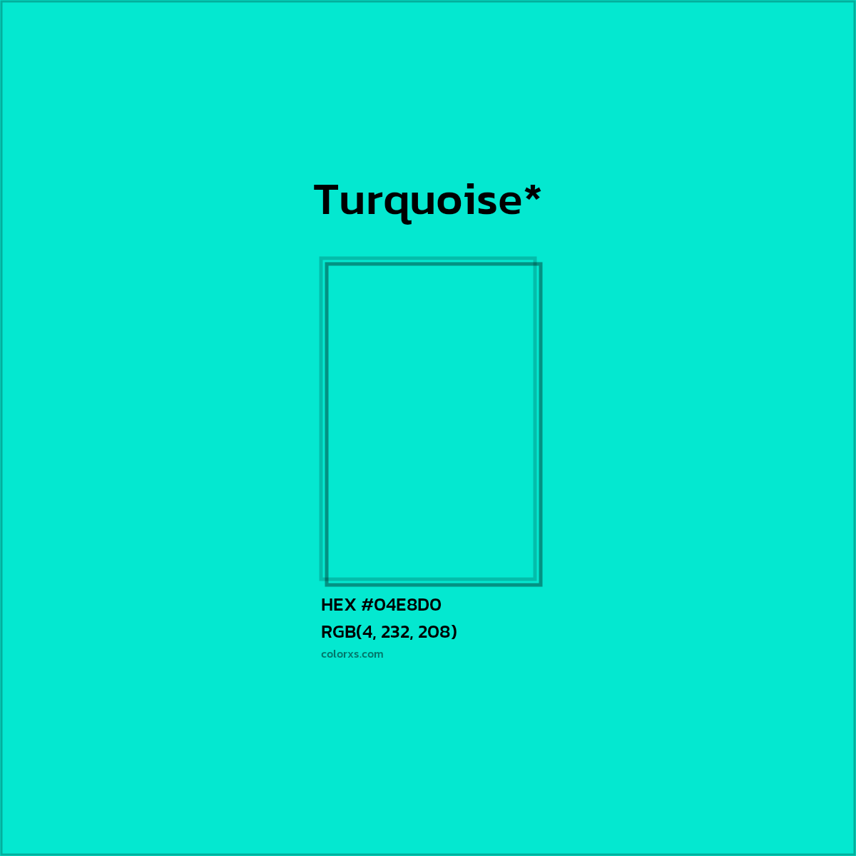 HEX #04E8D0 Color Name, Color Code, Palettes, Similar Paints, Images