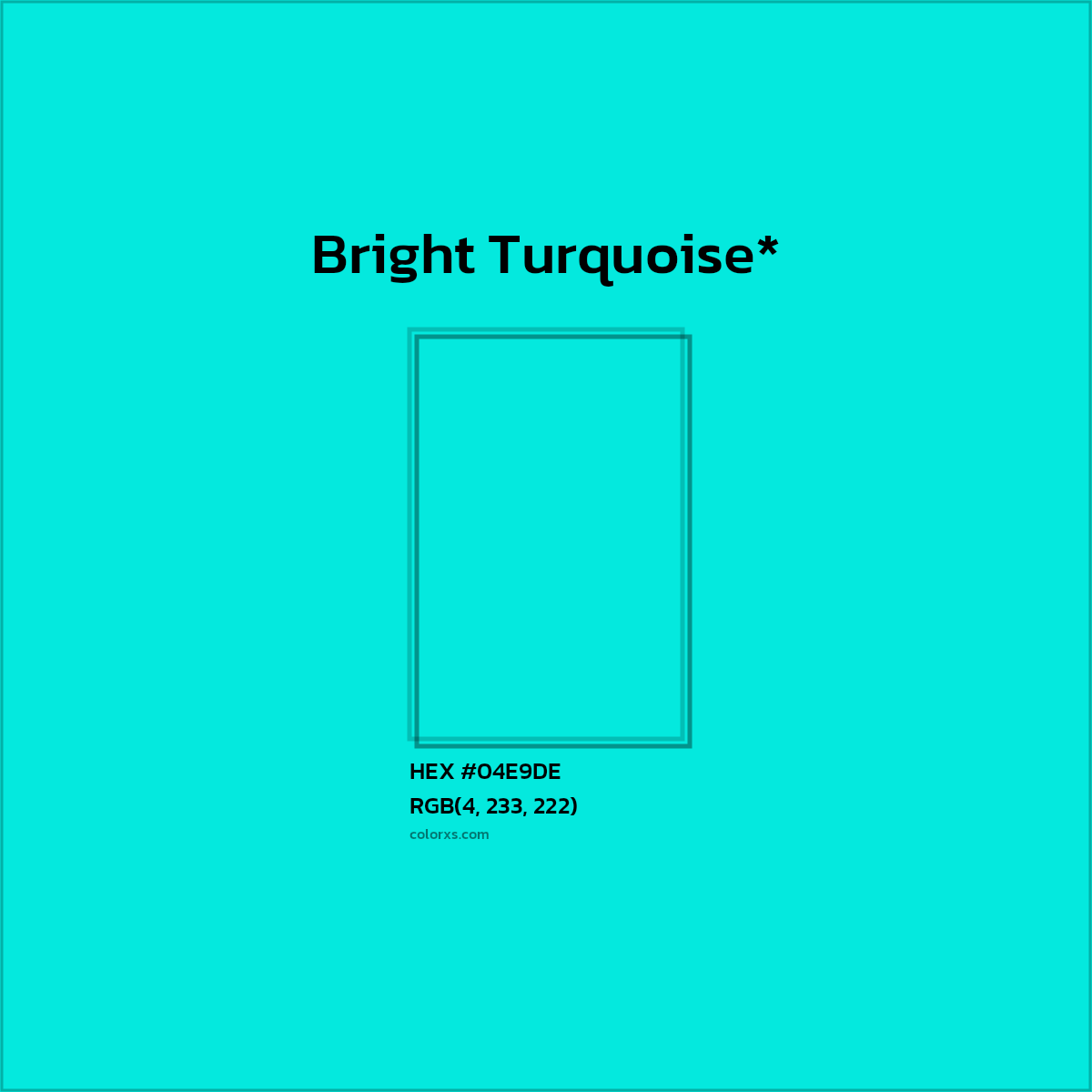 HEX #04E9DE Color Name, Color Code, Palettes, Similar Paints, Images